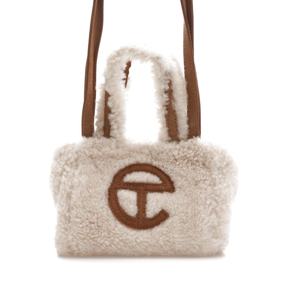 Telfar X Ugg Shearling/Suede Shopper in Cream and Brown